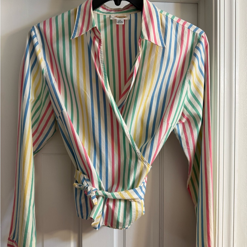 Talbots Colorful Striped Wrap Blouse